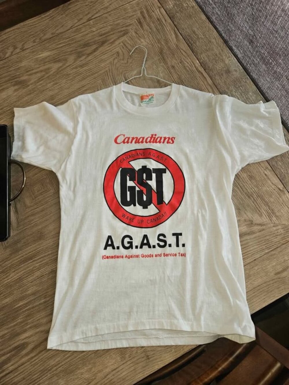 Vintage 1990 Canadians Against the GST T-Shirt - Men's Large
